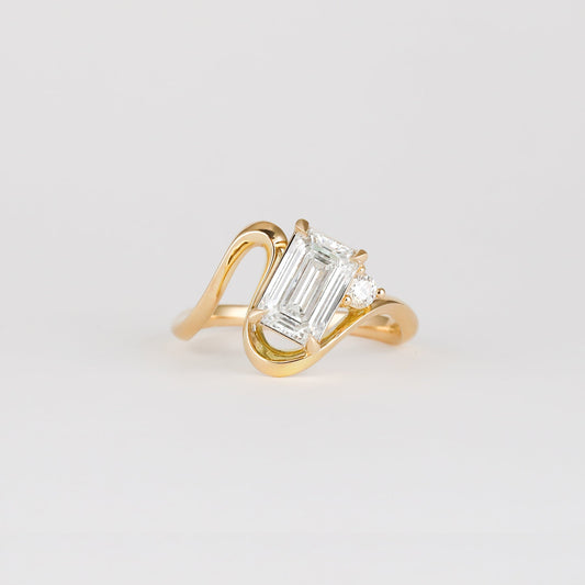 1.92 CT - 2.92 CT Emerald Cut Lab grown Diamond Side Stone Unique Engagement Ring