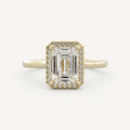 1 CT - 3 CT Emerald Cut Lab grown Diamond Halo Cathedral Setting Engagement Ring