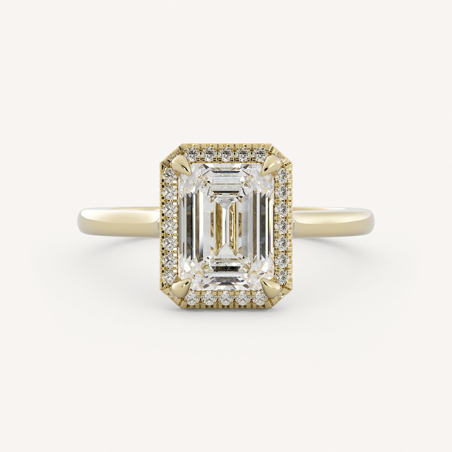 1 CT - 3 CT Emerald Cut Lab grown Diamond Halo Cathedral Setting Engagement Ring