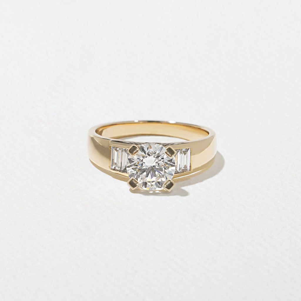 1.23 CT - 3.23 CT Round Cut Lab grown Diamond Side Stone Engagement Ring
