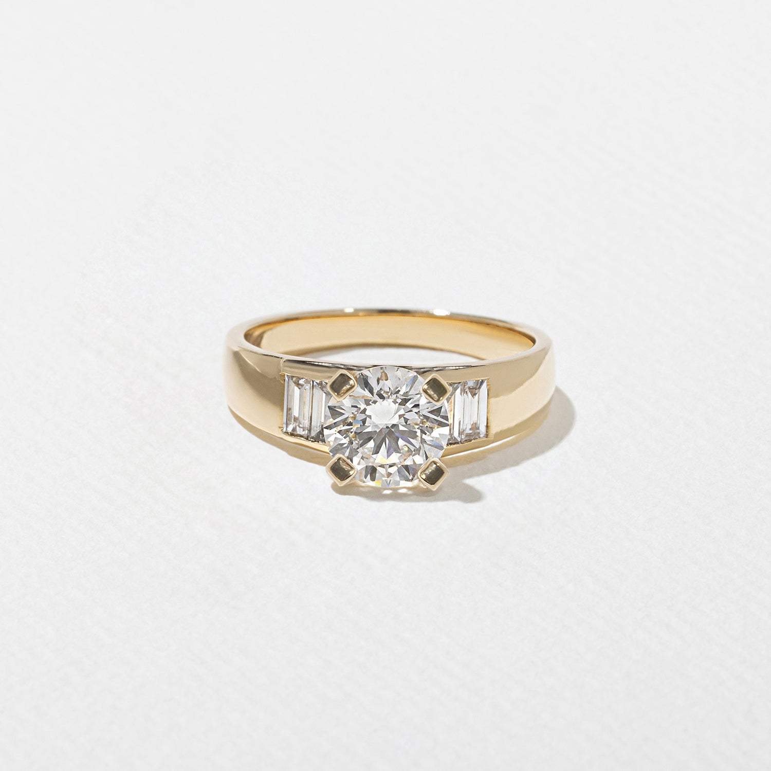 1.23 CT - 3.23 CT Round Cut Lab grown Diamond Side Stone Engagement Ring