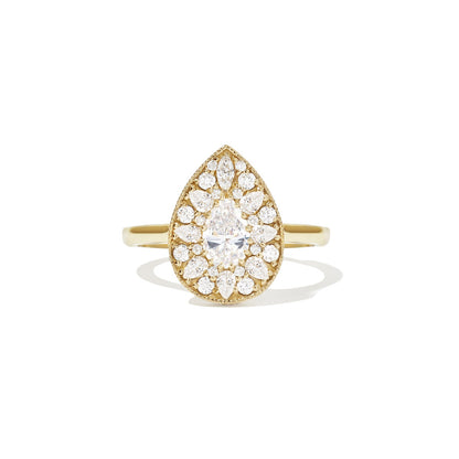 0.57 CT Pear Cut Moissanite Pear Shape Mosaic Engagement Ring