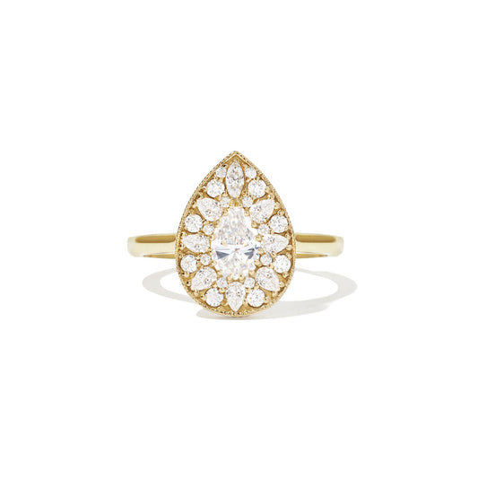 0.57 CT Pear Cut Moissanite Pear Shape Mosaic Engagement Ring