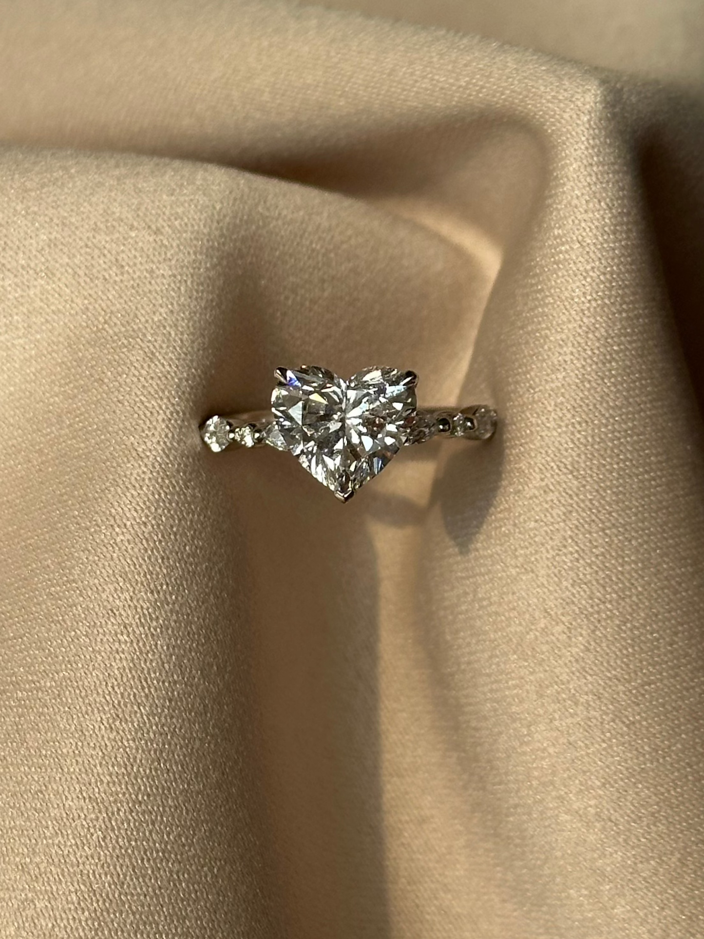 2 CT Heart Cut Lab grown Diamond Glitter Pave with Hidden Halo Engagement Ring