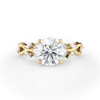 2 CT Round Cut Twisted Vine Moissanite Engagement Ring