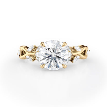 2 CT Round Cut Twisted Vine Moissanite Engagement Ring