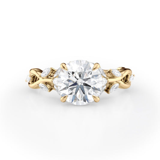 2 CT Round Cut Twisted Vine Moissanite Engagement Ring