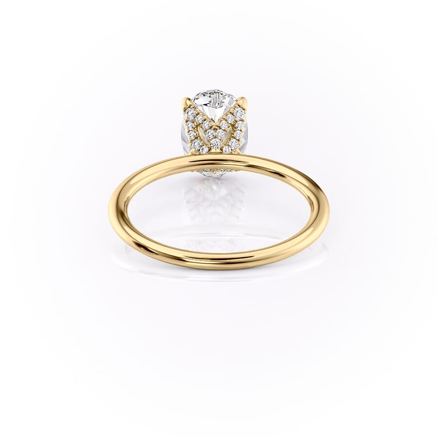 2.5 CT - 3.5 CT Oval Cut Petal Prong Pave Moissanite Engagement Ring