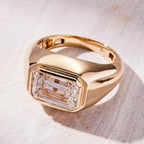3 CT Emerald Cut Flush Set Moissanite Engagement Ring