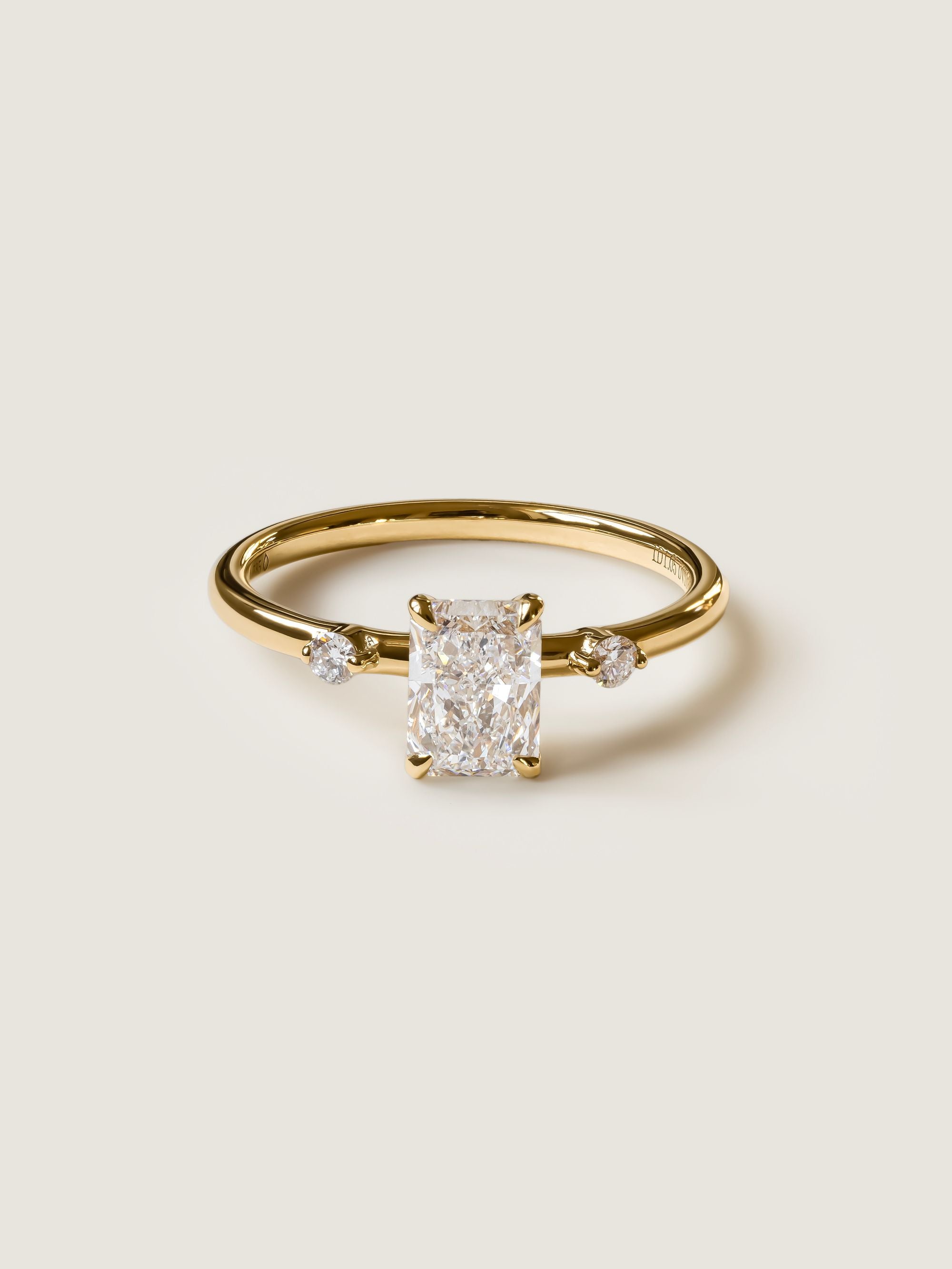 1 CT - 3 CT Radiant Cut Lab grown Diamond Side Stones Engagement Ring