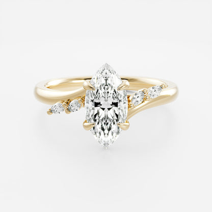1 CT - 2 CT Marquise Cut Twisted Five Stone Moissanite Engagement Ring
