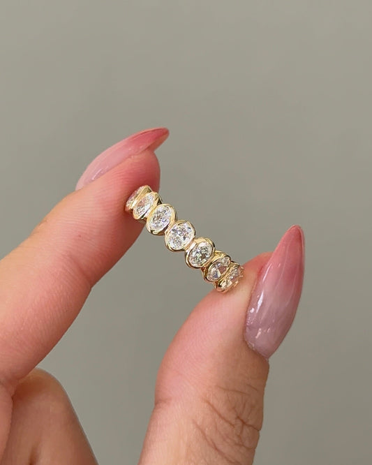 Oval CVD Diamond Half Eternity with Bezel Wedding Band