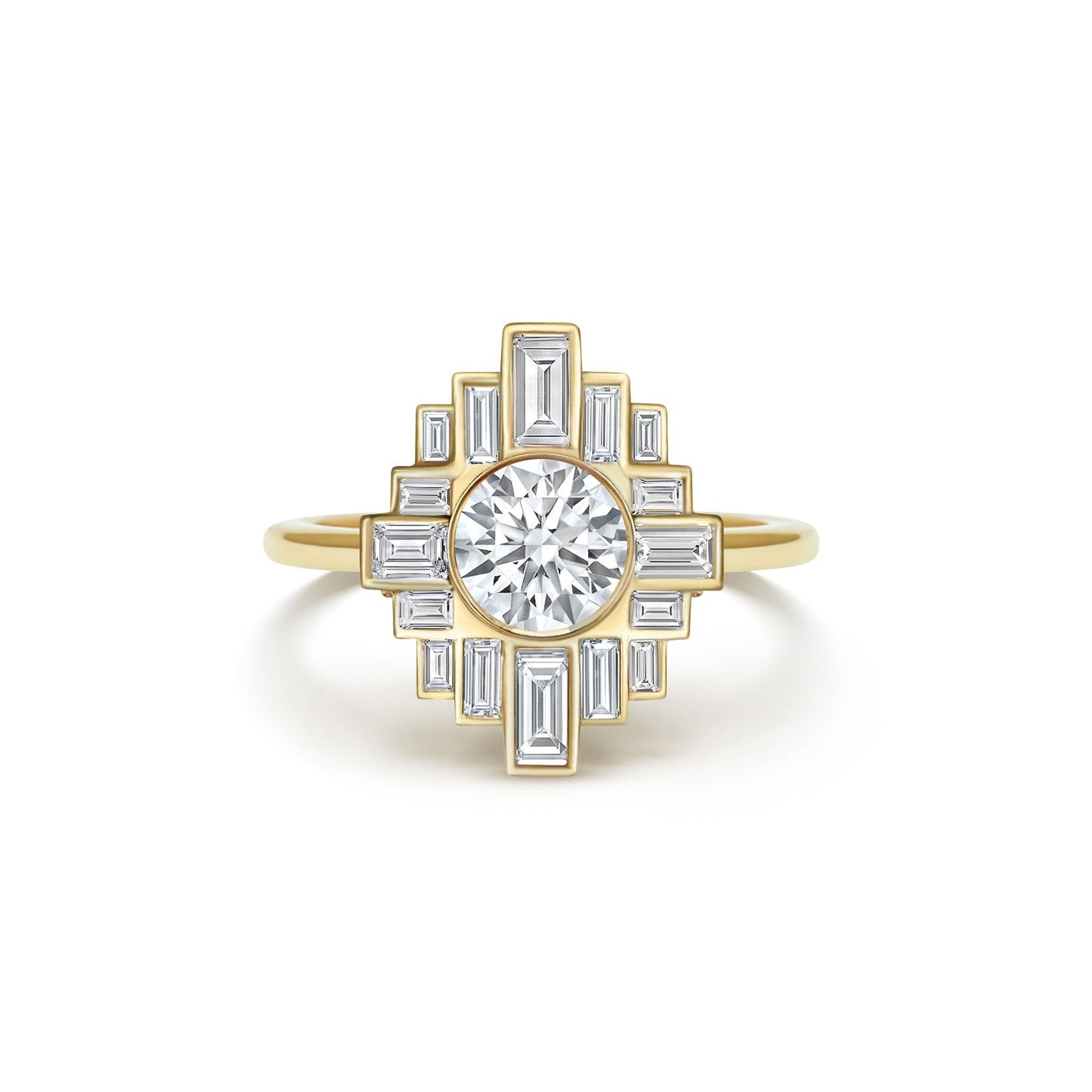 0.8 CT Round Cut Moissanite Rockefeller Mosaic Engagement Ring