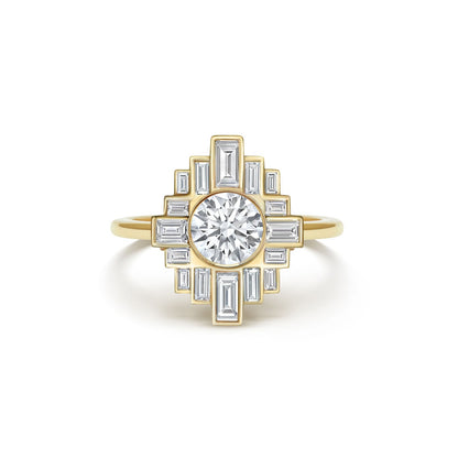 0.8 CT Round Cut Moissanite Rockefeller Mosaic Engagement Ring