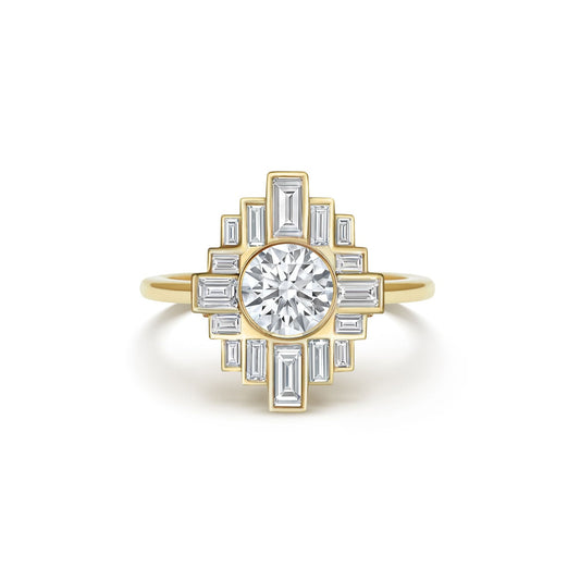0.8 CT Round Cut Moissanite Rockefeller Mosaic Engagement Ring