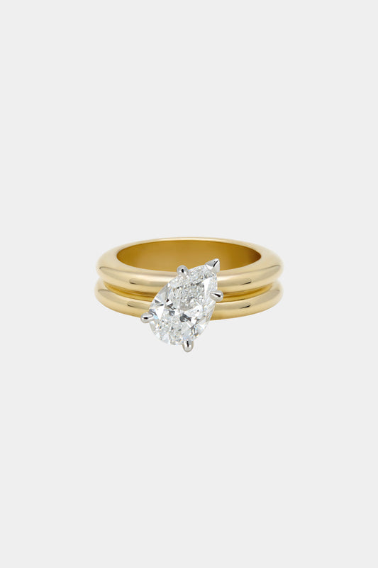 1.59 CT Pear Cut Lab grown Diamond Double Band Engagement Ring