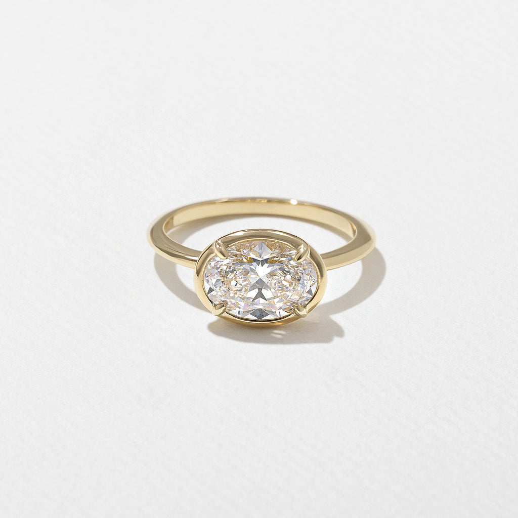 1.82 CT - 2.82 CT Oval Cut Lab grown Diamond Solitaire Bezel Setting Engagement Ring