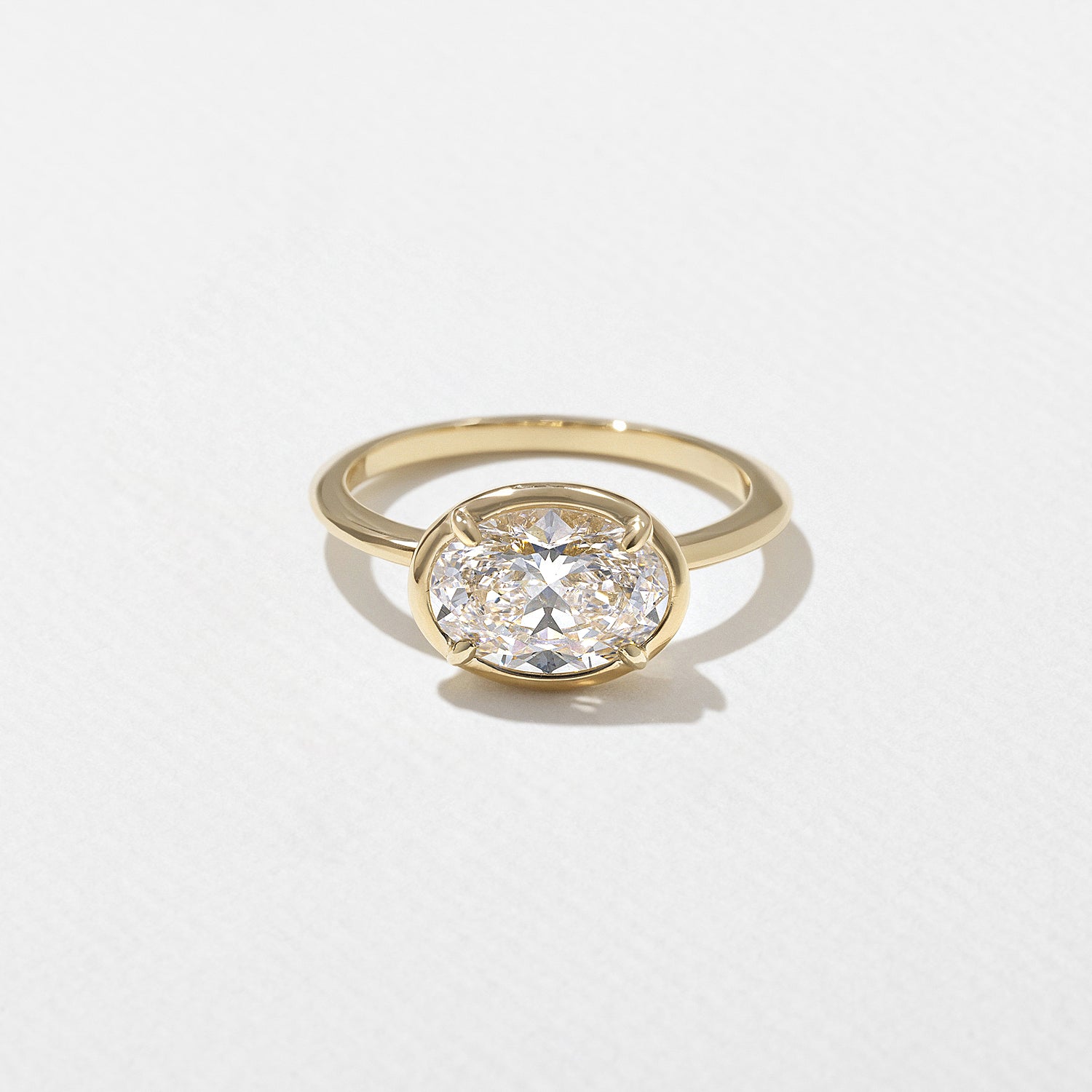 1.82 CT - 2.82 CT Oval Cut Lab grown Diamond Solitaire Bezel Setting Engagement Ring
