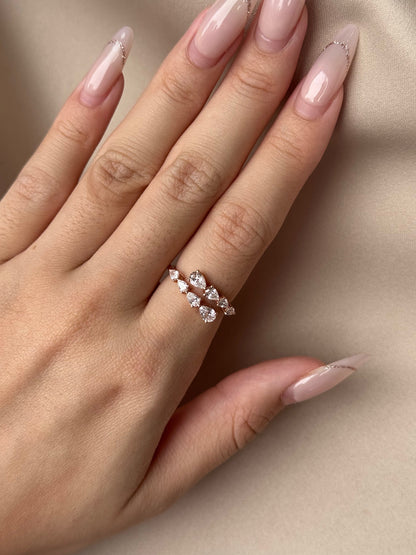 0.99 TCW Pear CVD Diamond Open Wedding Band