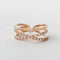0.28 TCW Round Moissanite Criss Cross Style Wedding Band