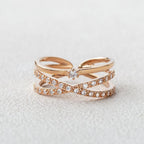 0.28 TCW Round Moissanite Criss Cross Style Wedding Band