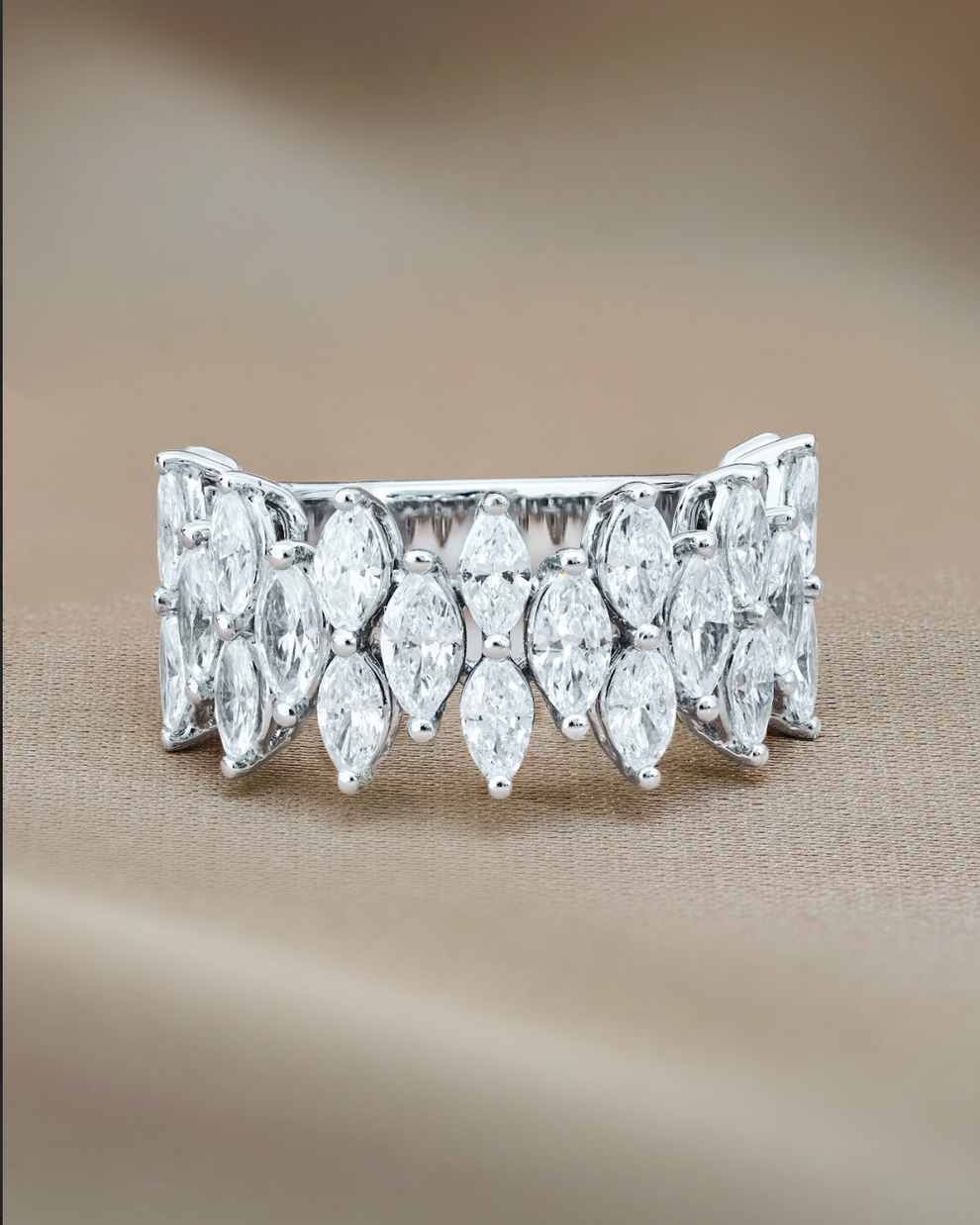 2.12 TCW Marquise Cut CVD Diamond Half Eternity Wedding Band
