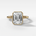 2 CT - 4 CT Emerald Cut Lab grown Diamond Solitaire Bezel Setting Engagement Ring