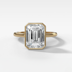 2 CT - 4 CT Emerald Cut Lab grown Diamond Solitaire Bezel Setting Engagement Ring