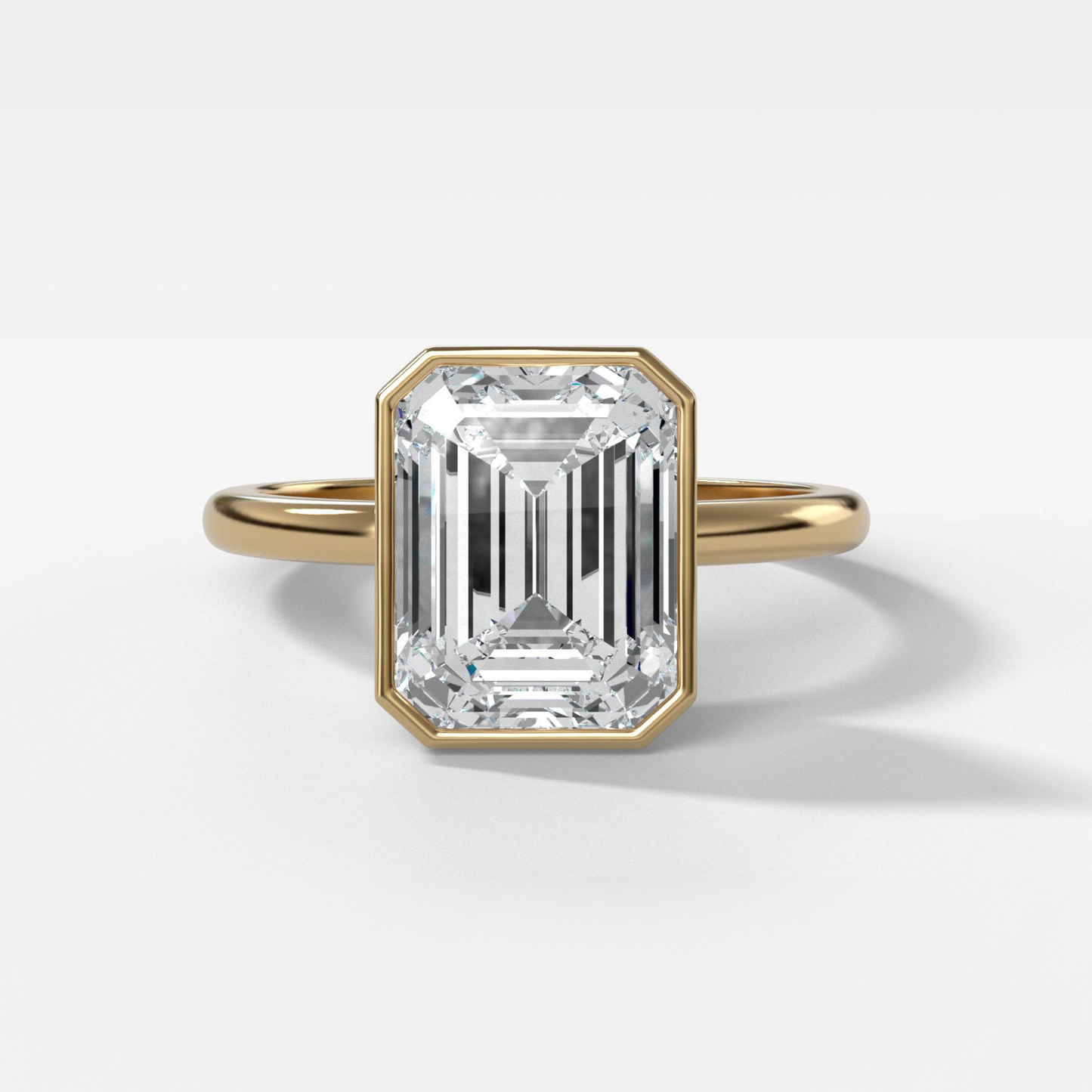 2 CT - 4 CT Emerald Cut Lab grown Diamond Solitaire Bezel Setting Engagement Ring