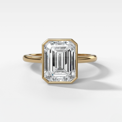 2 CT - 4 CT Emerald Cut Lab grown Diamond Solitaire Bezel Setting Engagement Ring