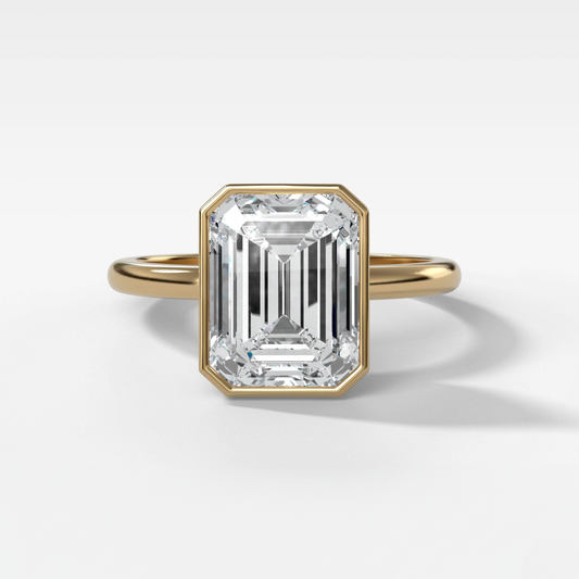 2 CT - 4 CT Emerald Cut Lab grown Diamond Solitaire Bezel Setting Engagement Ring