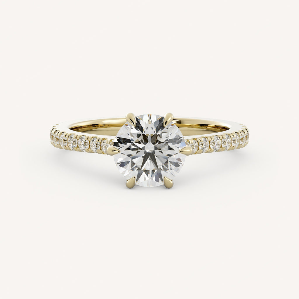 1 CT - 2 CT Round Cut Lab grown Diamond Pave Engagement Ring