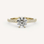 1 CT - 2 CT Round Cut Lab grown Diamond Pave Engagement Ring