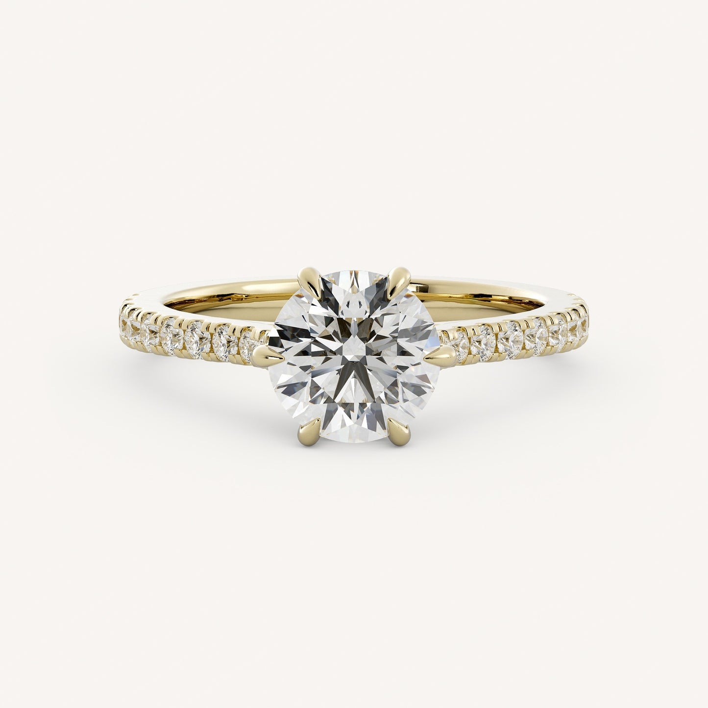 1 CT - 2 CT Round Cut Lab grown Diamond Pave Engagement Ring