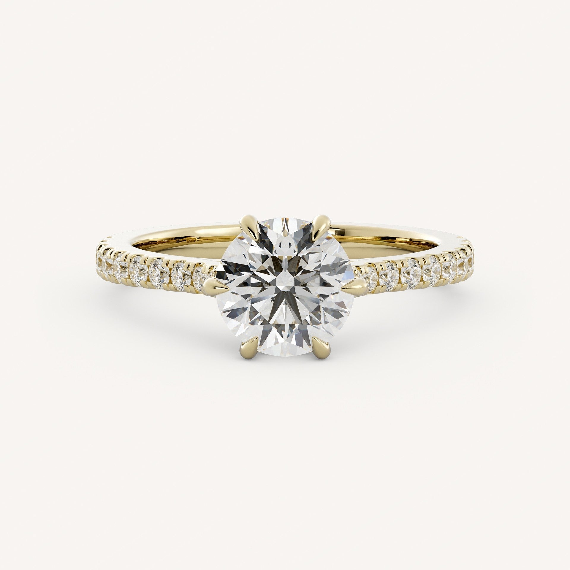 1 CT - 2 CT Round Cut Lab grown Diamond Pave Engagement Ring