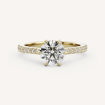 1 CT - 2 CT Round Cut Lab grown Diamond Pave Engagement Ring