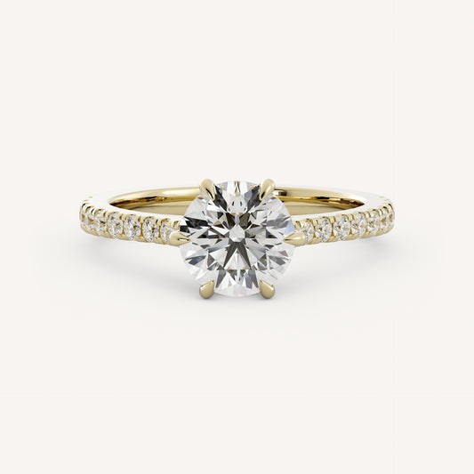 1 CT - 2 CT Round Cut Lab grown Diamond Pave Engagement Ring