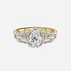 1.5 CT - 3 CT Pear Cut Cluster Moissanite Engagement Ring