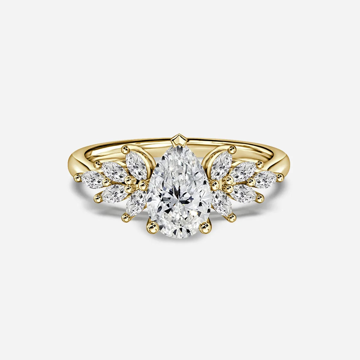 1.5 CT - 3 CT Pear Cut Cluster Moissanite Engagement Ring
