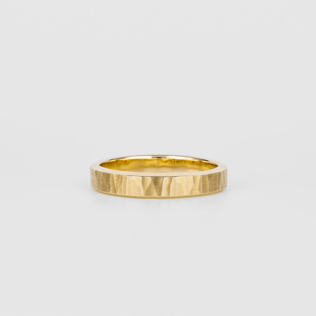 Straight Hammered Wedding Band For Men