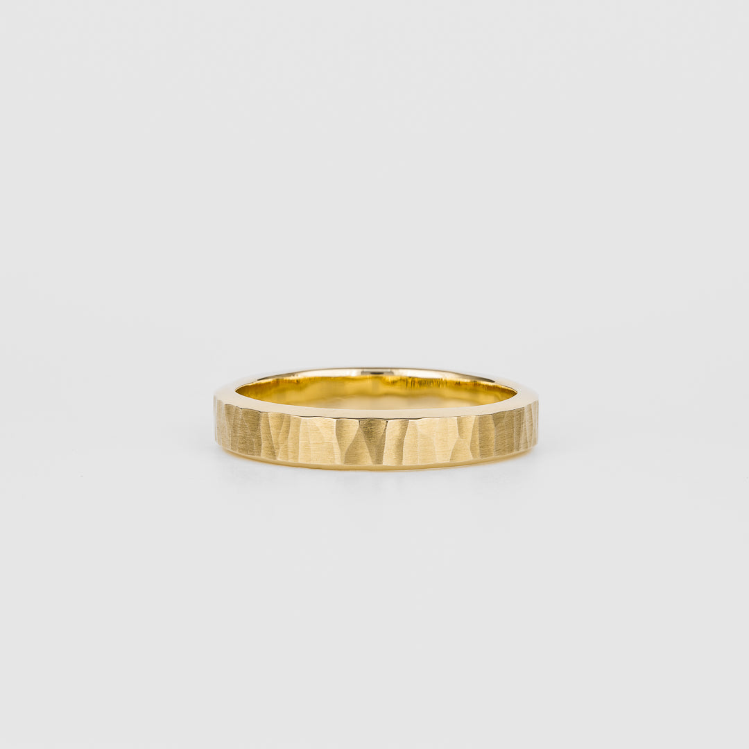 Straight Hammered Wedding Band For Men