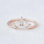 0.6 TCW Marquise Moissanite Curved Cluster Wedding Band