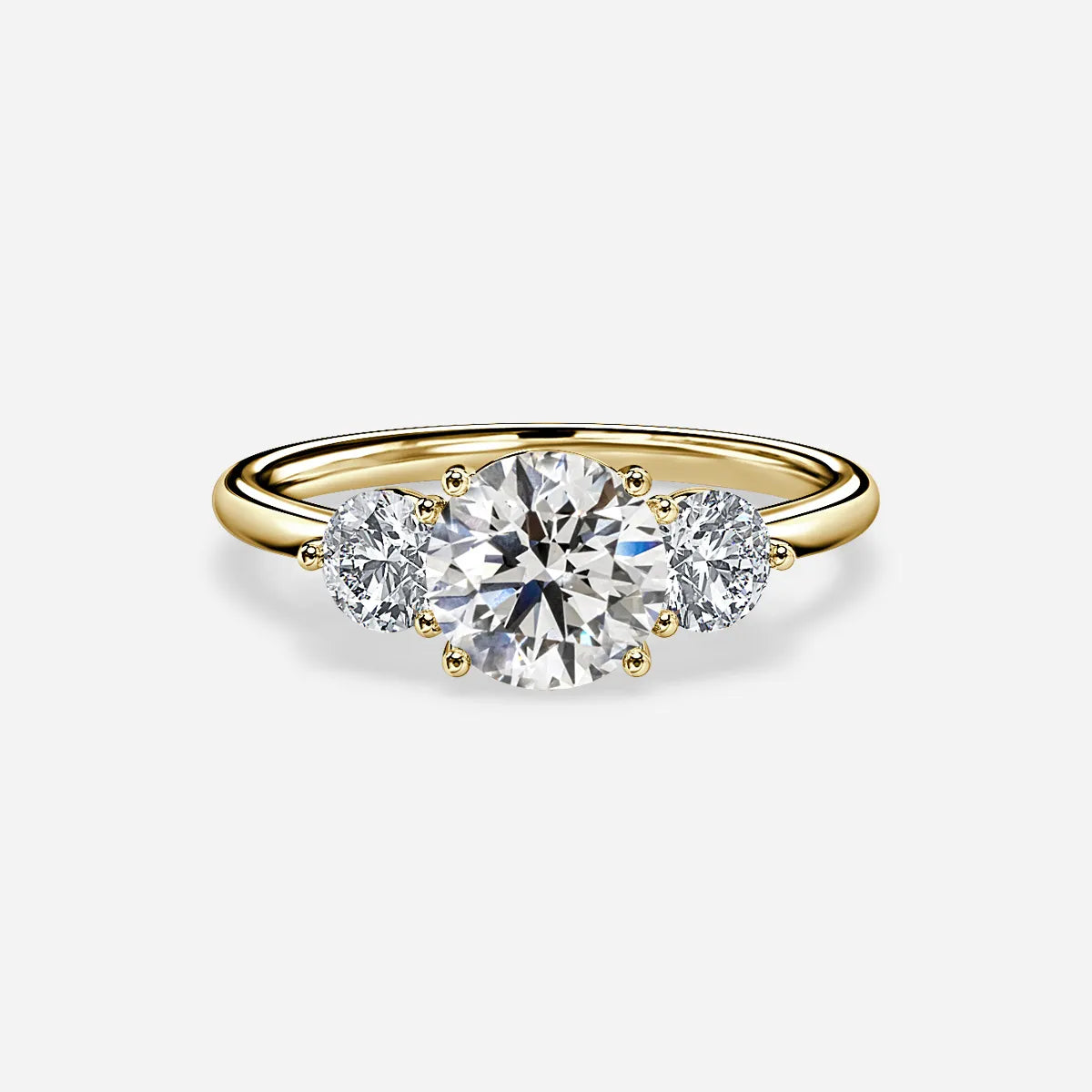 1.0 CT - 1.7 CT Round Cut Three Stone Moissanite Engagement Ring