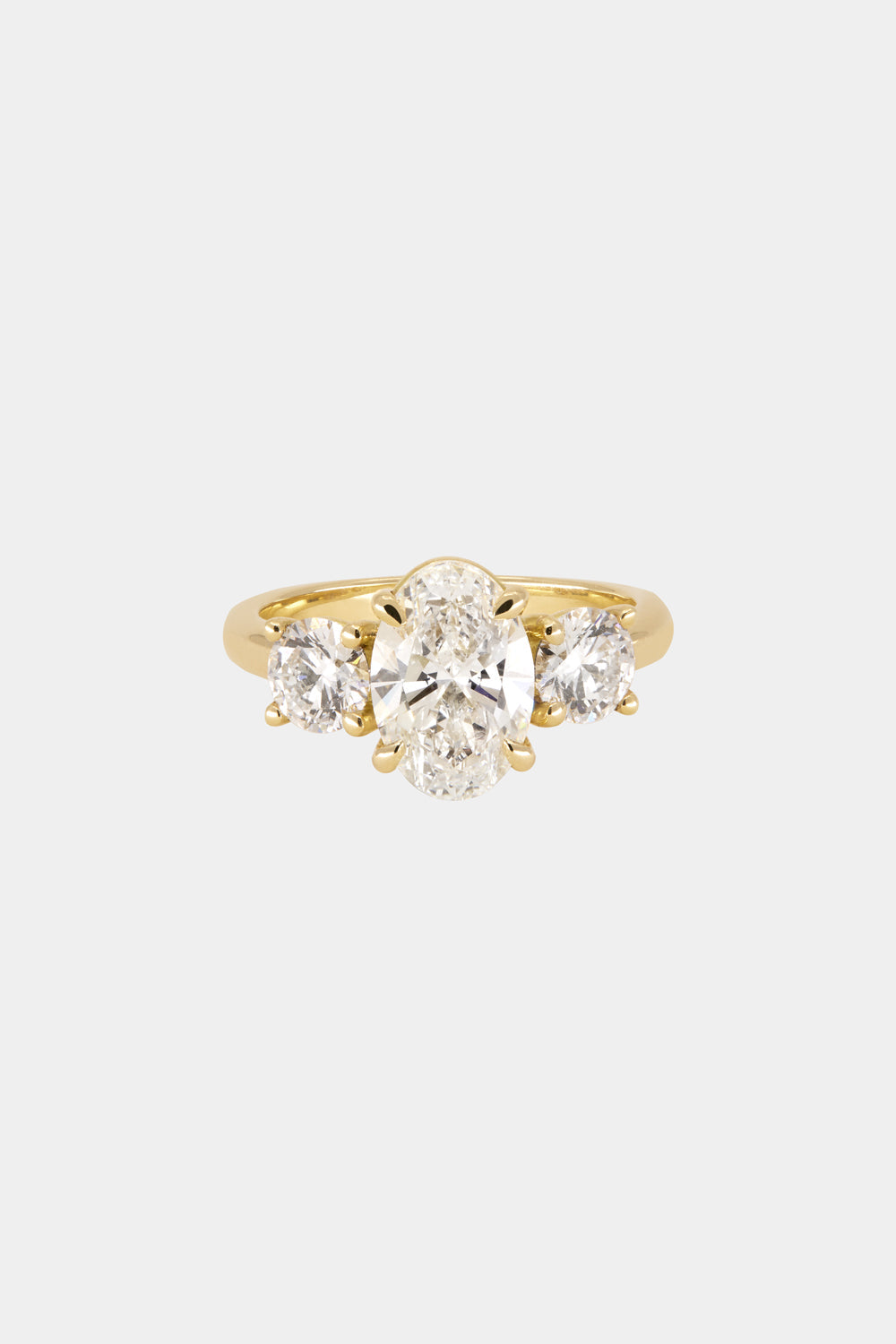 1.3 CT - 2.3 CT Oval Cut Lab grown Diamond Three Stone Engagement Ring