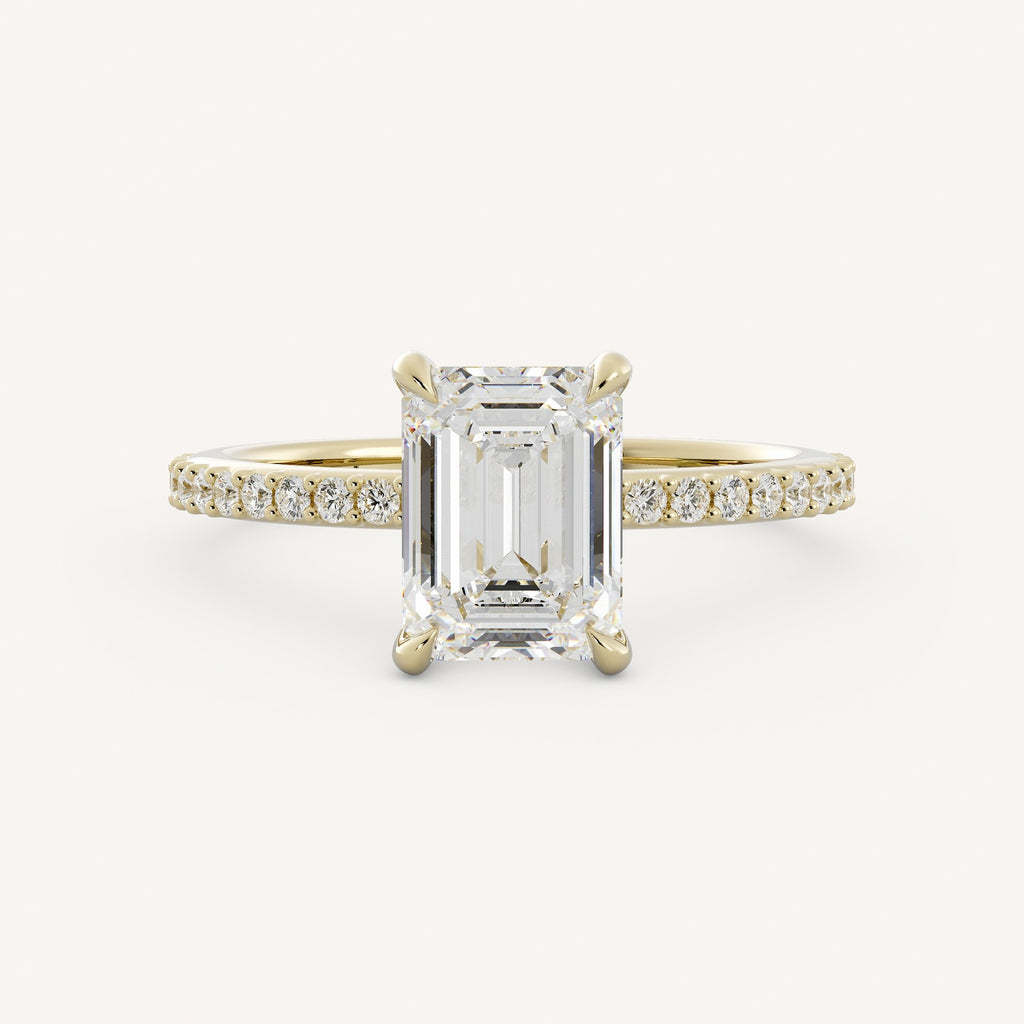 1 CT - 3 CT Emerald Cut Lab grown Diamond Pave Engagement Ring