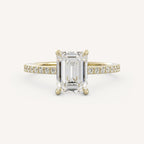 1 CT - 3 CT Emerald Cut Lab grown Diamond Pave Engagement Ring