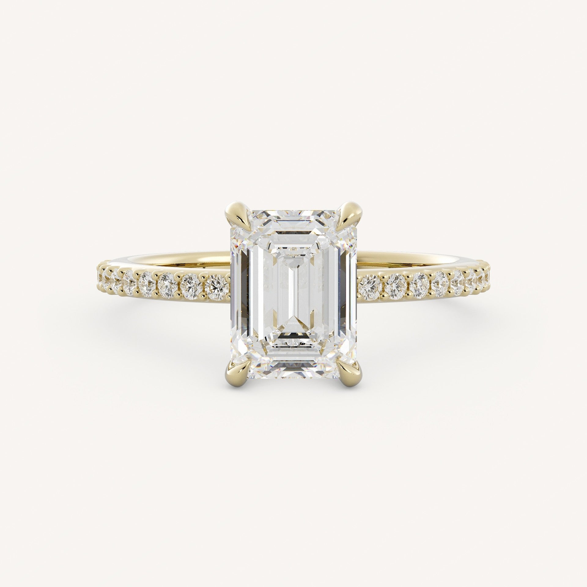 1 CT - 3 CT Emerald Cut Lab grown Diamond Pave Engagement Ring