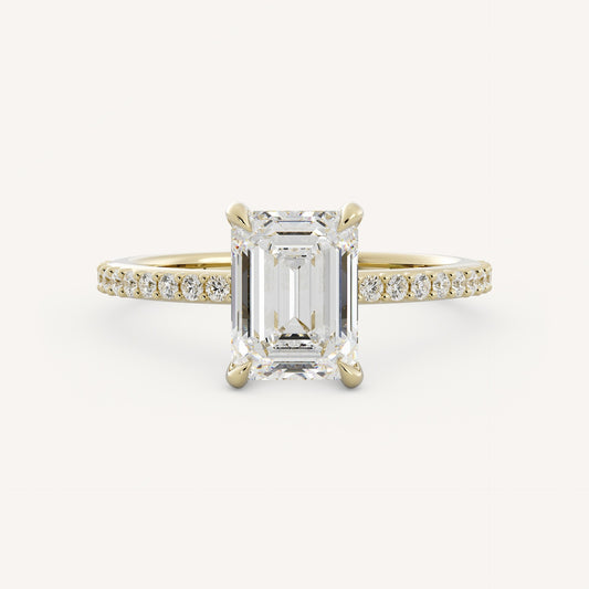 1 CT - 3 CT Emerald Cut Lab grown Diamond Pave Engagement Ring