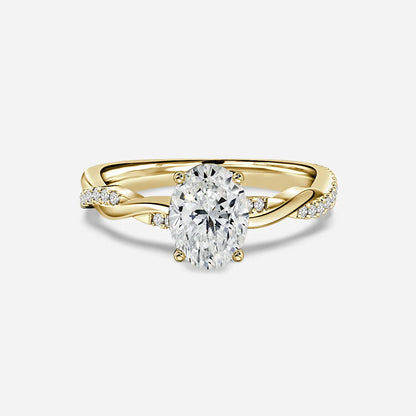1.1 CT - 2 CT Oval Cut Twisted Pave Moissanite Engagement Ring