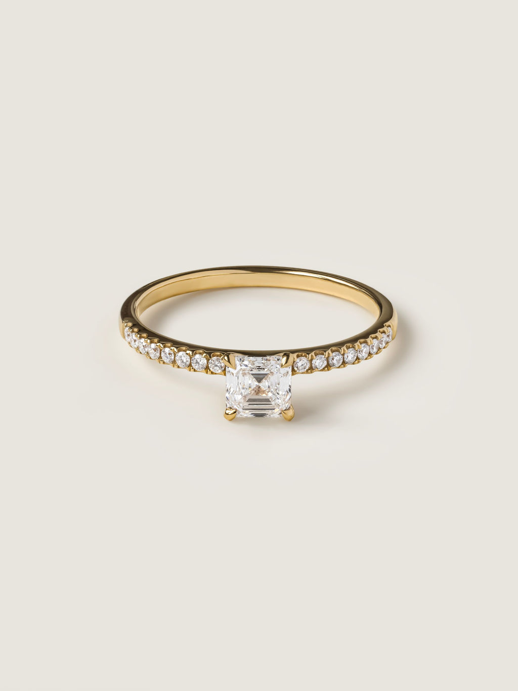 0.50 CT - 2.50 CT Asscher Cut Lab grown Diamond Pave Engagement Ring